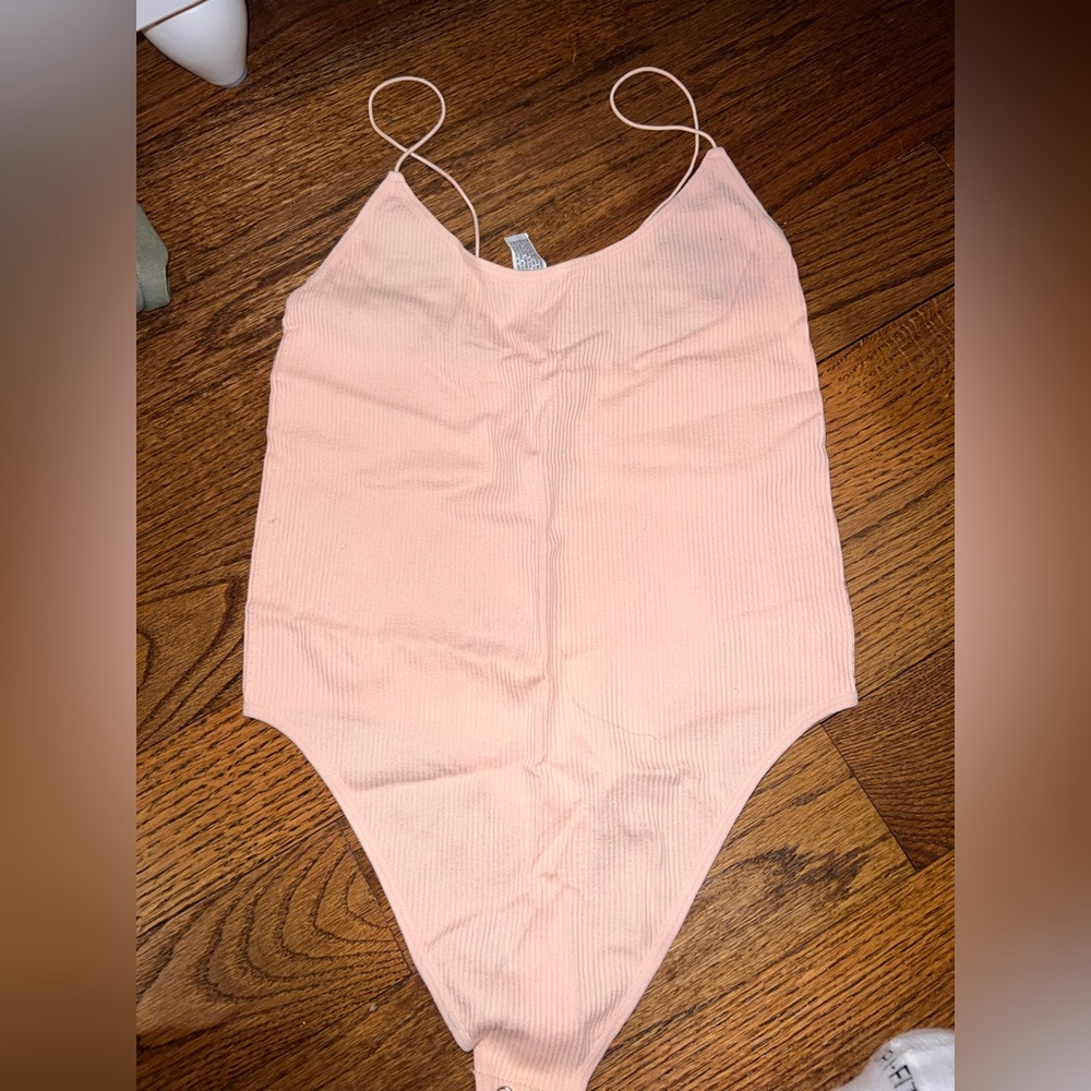 Pink ribbed bodysuit